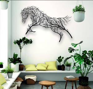 Tree Horse Metal Wall Art, Metal Wall Decor, Horse Artwork