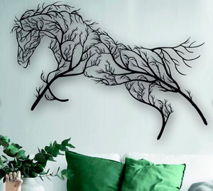 Tree Horse Metal Wall Art, Metal Wall Decor, Horse Artwork