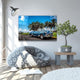 Blue Classic Car Glass Wall Art