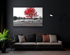 Red Fall Glass Wall Art