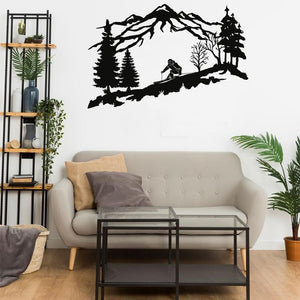 Metal Wall Decor Metal Skier Wall Art Mountain and Trees