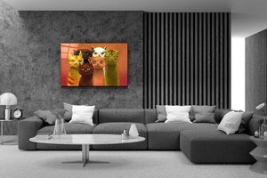 The Cats Family Glass Wall Art