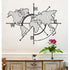Metal Wall Decor World Map Meridians Metal World Map Compass