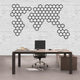 Metal World Map Wall Art Honeycombs Geometric World Map