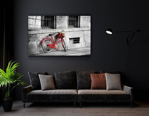 Red Cycle Glass Wall Art