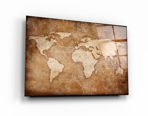 World Map Classic Glass Wall Art