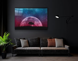 PinkMoon Glass Wall Art