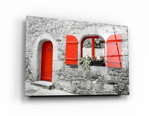 Red Door Glass Wall Art