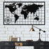 Metal Wall Decor World Map Continents with Compass Metal