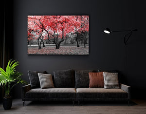 Red Tree Glass Wall Art