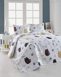 Animals Cats Bedding, Bedspread/Coverlet Set, Full/Queen Size, Bed Set, Multi